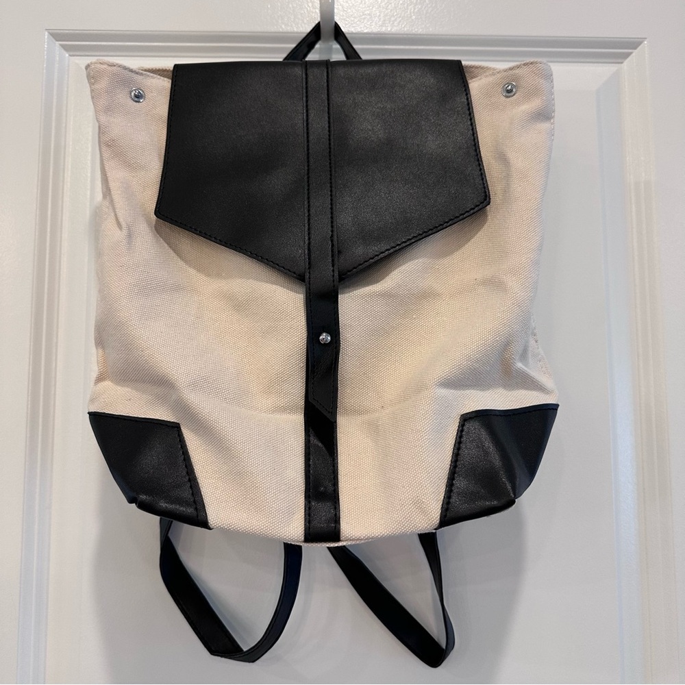 Deux Lux Black & Cream Canvas Backpack